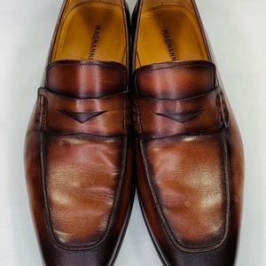 Brown Magnanni Apron Toe Penny Loafers, Size 9 M